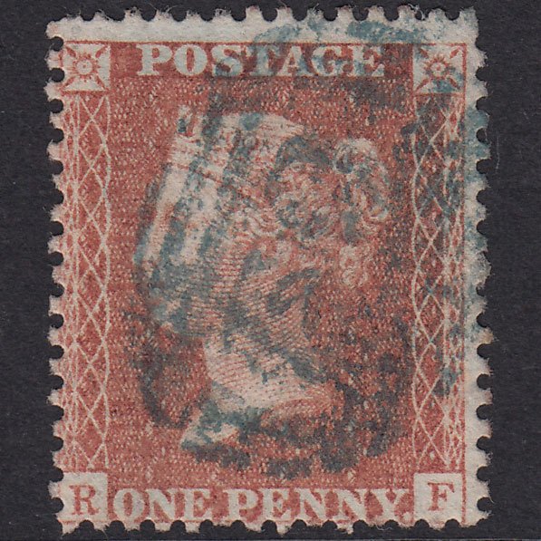 GB QV 1856 1d Red-Brown Plate 38 SG29-C8(1) RF GU Blue Cancel