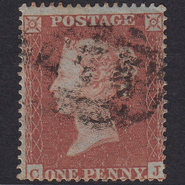 GB QV 1854 1d Red-Brown Plate R2 SG17-C1(1) CJ GU