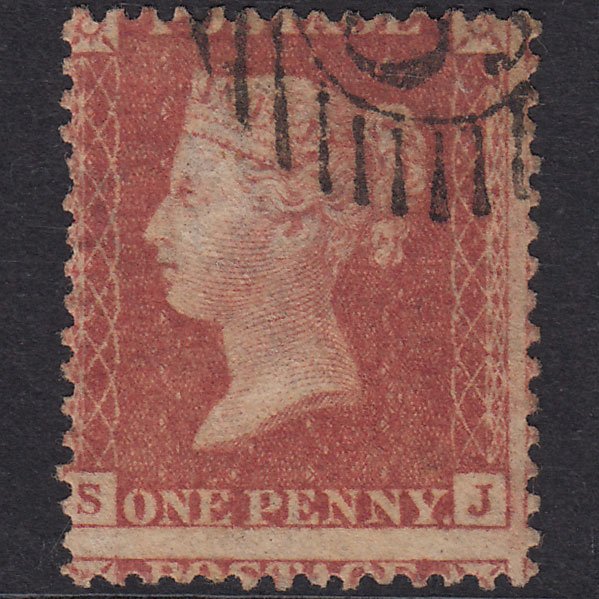 GB QV 1857 1d Plate 46 SG40-C10(1) SJ FU London D&S Cancel Large Misperf