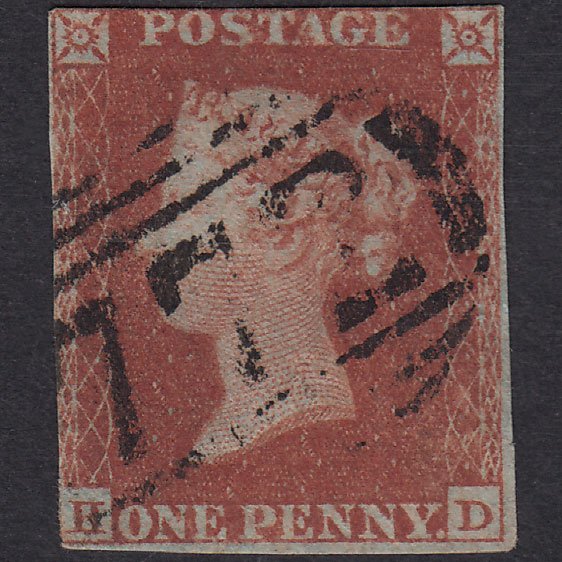 GB QV 1841 1d Red-Brown Plate 158 SG8-B2(1) HD GU Tadcaster 772