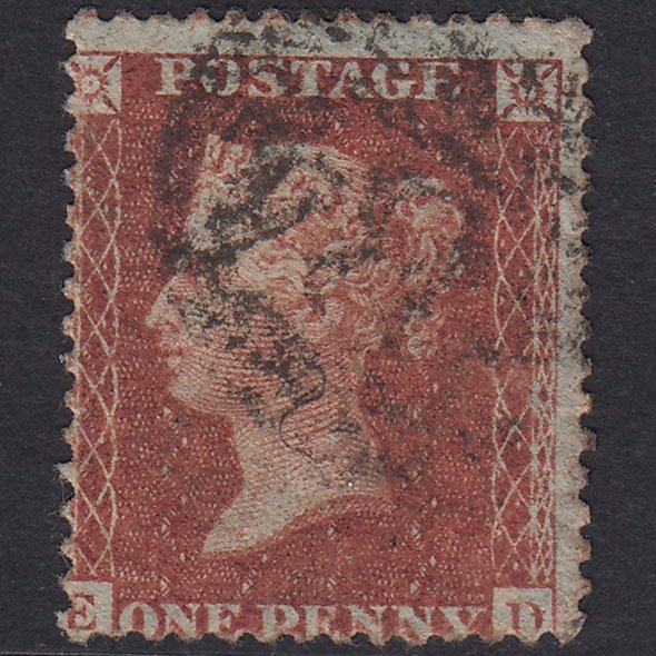 GB QV 1856 1d Red-Brown Plate 28 SG29-C8(1) ED GU