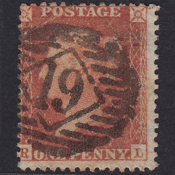 GB QV 1856 1d Red-Brown Plate 36 SG29-C8(1) RL GU London IS 19