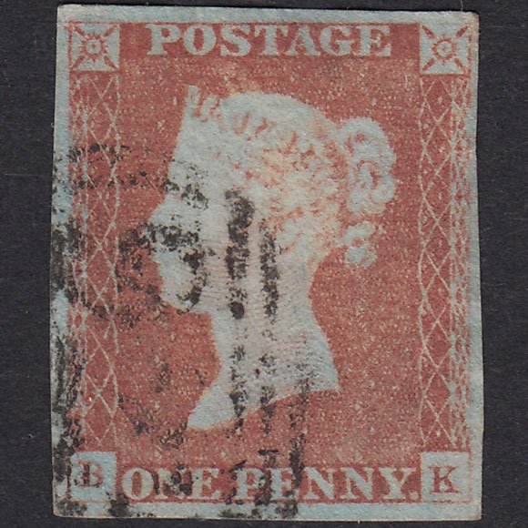 GB QV 1841 1d Red-Brown Plate 72 SG8-B1(1) BK GU 4 Margins