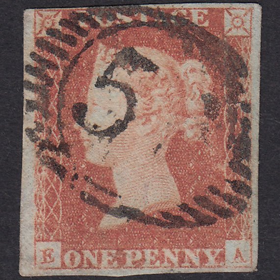 GB QV 1841 1d Red-Brown Plate 100 SG8-B1(1) EA GU 4M London D&S Cancel