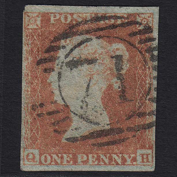 GB QV 1841 1d Red-brown (Plate 138) (SG8) 'QH' GU 4 Margins London D&S 71