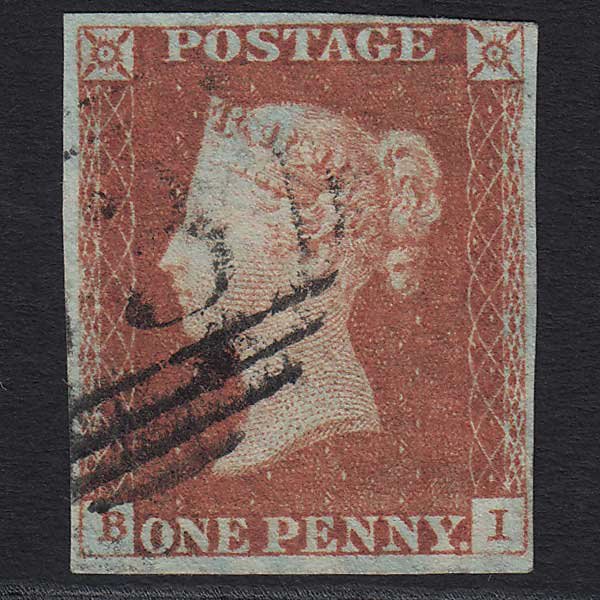 GB QV 1841 1d Red-brown (Plate 75) (SG8) 'BI' FU 4 Margins