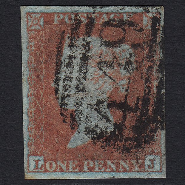 GB QV 1841 1d Very Blued (Plate 134) SG8a-B1(2) LJ GU Leicester 449 4M