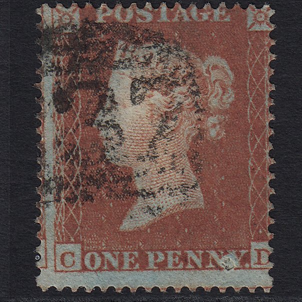 GB QV 1854 1d Red-brown (Plate 172) SG17-C1(1) CD FU Rare Print / Paper Flaw