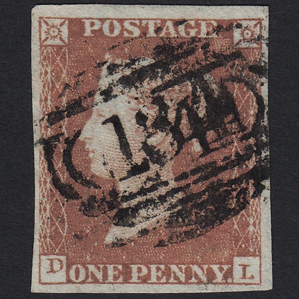 GB QV 1841 1d Red-brown (Plate 122) SG8-B1(1) DL FU Bristol 134 4 Margins