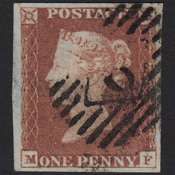 GB QV 1841 1d Red-brown (Plate 74) SG8-B1(1) MF FU in London 4 Margins