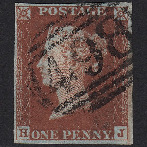 GBqv 1841 1d DP Red-brown (Plate 56) SG10-B1(4) HJ FU Manchester 498 4 Margins