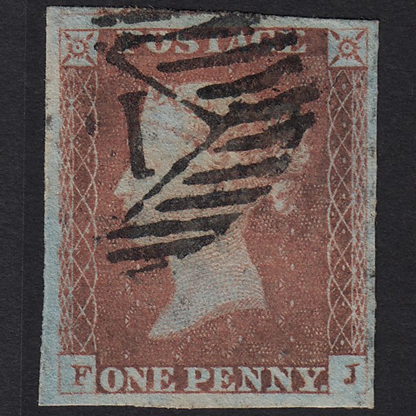 GB QV 1841 1d Red-brown (Plate 80) SG8-B1(1) FJ FU in London 4 Margins