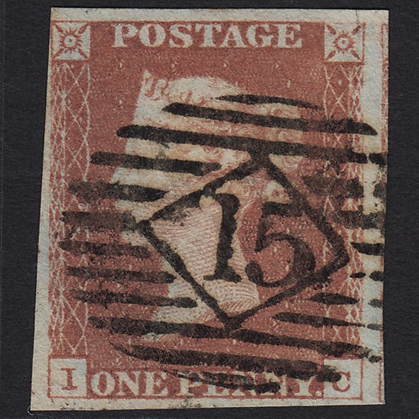 GB QV 1841 1d Red-brown (Plate 72) SG8-B1(1) IC GU London IS 15 nr 4 Margins