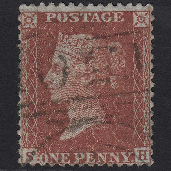 GB QV 1856 1d Red-brown (Plate 32) SG29-C8(1) SH FU Burnley 150