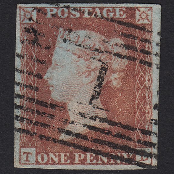 GB QV 1841 1d Red-brown SG8-B1(1) TL VFU Aberdeen 1 4 Margins