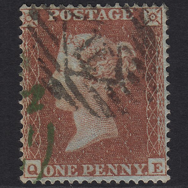 GB QV 1854 1d Red-brown (Plate 175) SG17-C1(1) QE VFU Green Town Cancel