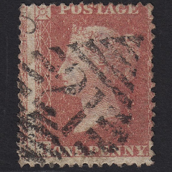 GB QV 1857 1d Pale Rose SG39-C10(3) IH FU Aughnacloy 21 Large Misperf