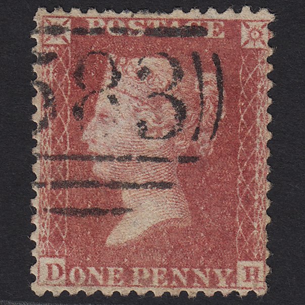 GB QV 1857 1d Rose-red (Plate 58) SG40-C10(1) DE GU Nottingham 583