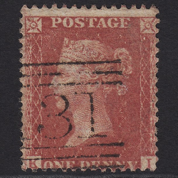 GB QV 1857 1d Rose-red (Plate 61) SG40-C10(1) KI FU Edinburgh 131 Misperf