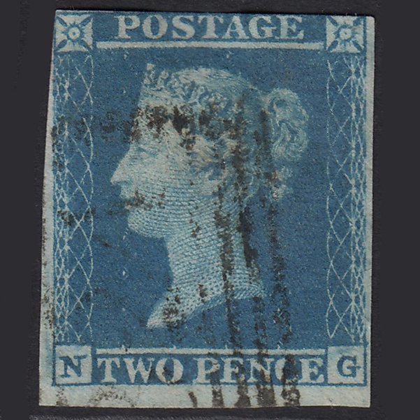 GB QV 1841 2d Pale Blue (Plate 4) SG13-E1(1) NG FU nr 4 Margins Thurso 324