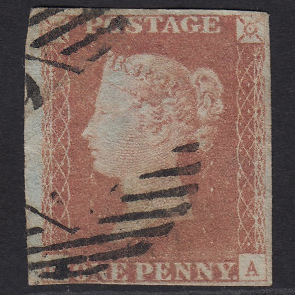 GB QV 1841 1d Red-brown (Plate 69) SG8-B1(1) GA GU 4 Margins London IS Cancel