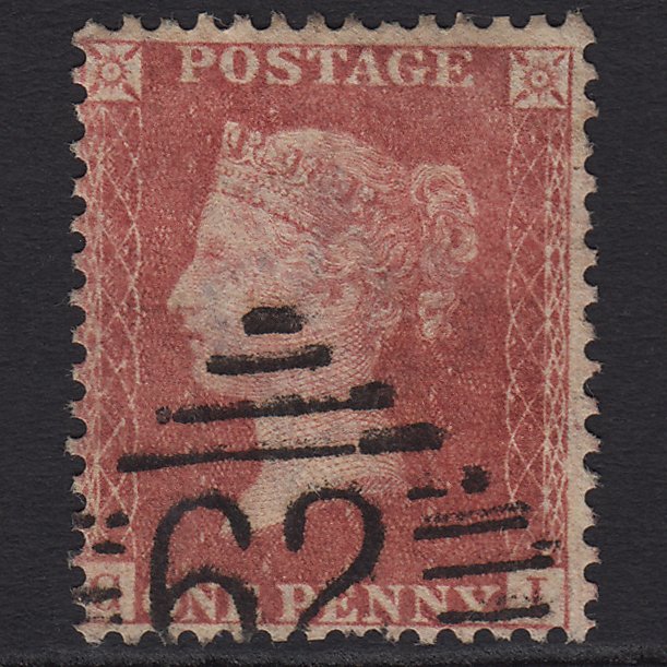 GB QV 1857 1d Rose-red (Plate 59) SG40-C10(1) GI FU Belfast 62
