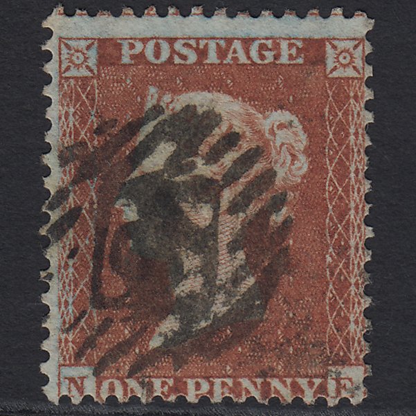 GBqv 1855 1d Red-brown Plate R6 SG22-C2(1) NE GU London IS Cancel Misperf