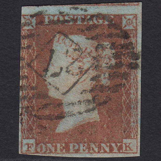 GB QV 1841 1d Red-brown (Plate 90) SG8-B1(1) FK FU nr 4 Margins London IS 27