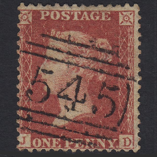 GB QV 1857 1d Rose-red (Plate 44) SG40-C10(1) JD GU Newcastle 545 Misperf
