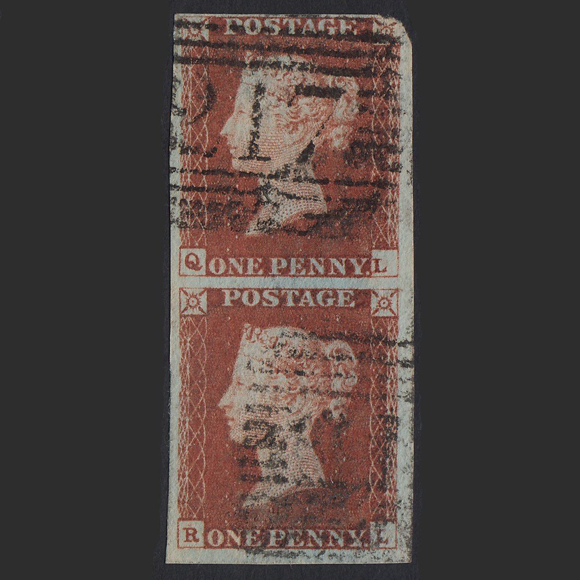 GB QV 1841 1d Red-brown (Plate 69) SG8-B1(1) QL-RL FU Pair Largs 217