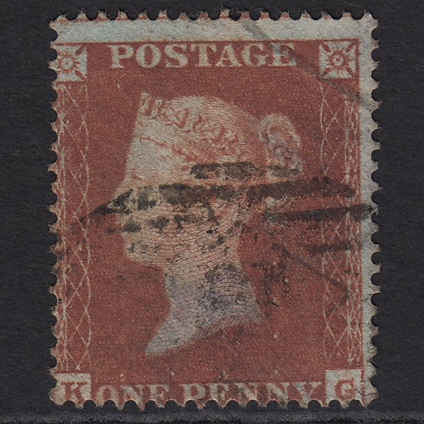GB QV 1854 1d Red-brown (Plate 179) SG17-C1(1) KG GU London IS Cancel Misperf