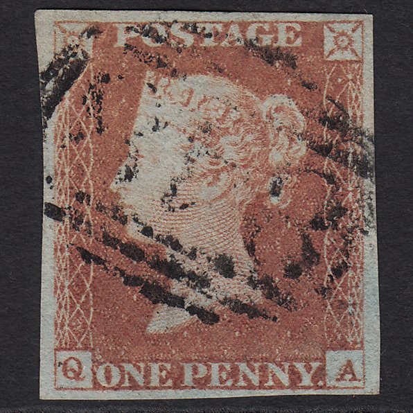GB QV 1841 1d Red-brown (Plate 86) SG8-B1(1) QA GU Warwick 848