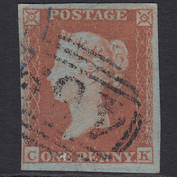 GB QV 1841 1d Red-brown (Plate 142) SG8-B2(1) CK FU 4M Imperf & Blue Cancel