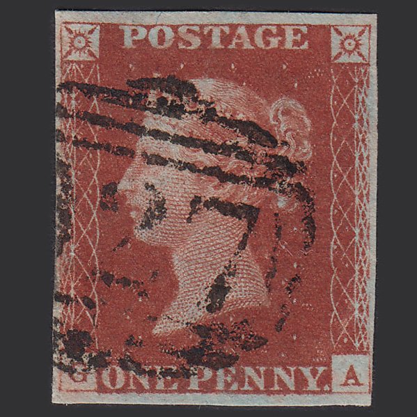 GB QV 1841 1d Deep Red-brown (Plate 63) SG10-B1(4) GA FU 4M Yarmouth 927