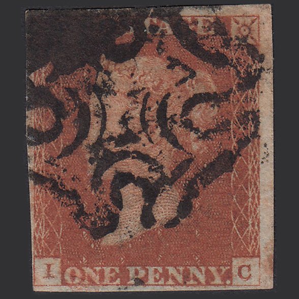 GB QV 1841 1d Red-brown (Plate 21) SG8-B1(1) IC GU 4M MX Double Letter