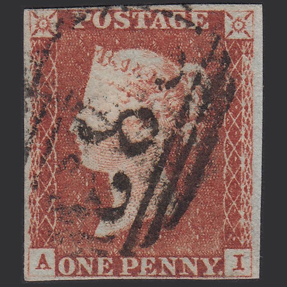 GB QV 1841 1d Red-brown (Plate 61) SG8-B1(1) AI FU Missing Imprimatur 4M
