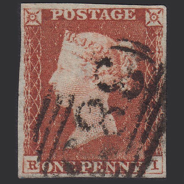 GB QV 1841 1d Red-brown (Plate 61) SG8-B1(1) Constant Variety RI FU 4M