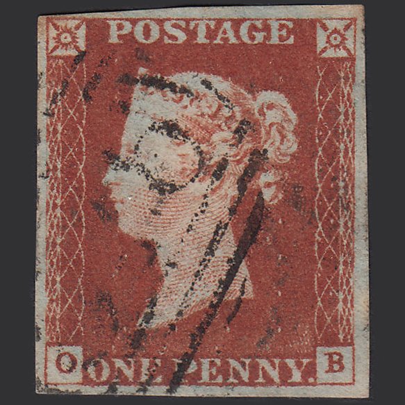 GB QV 1841 1d Deep Red-brown (Plate 48) SG10-B1(4) OB GU 4 Margins