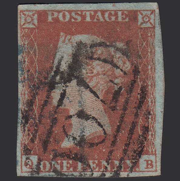 GB QV 1841 1d (Plate 98) SG8-B1(1) QB GU 4M Sheffield 700 & Blue Cancel