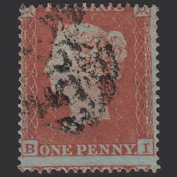 GB QV 1854 1d Red-brown (Plate 162) SG17-C1(1) BI FU Large Misperf