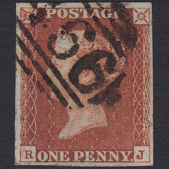 GB QV 1841 1d Red-brown (Plate 62) SG8-B1(1) RJ FU 4 Margins Liverpool 466