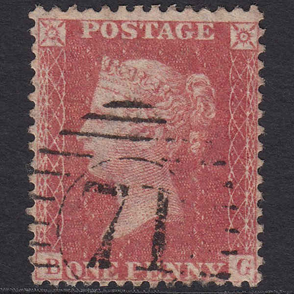 GB QV 1857 1d Pale Rose (Plate 66) SG39-C10(3) BG FU London D&S 71