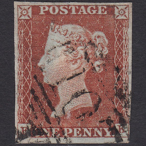 GB QV 1841 1d Pale Red-brown (Plate 51) SG9-B1(3) FK FU 4M Bradford 107