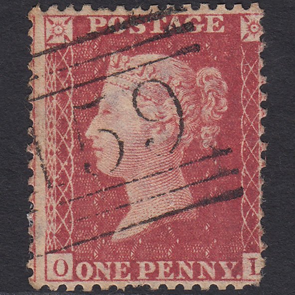 GB QV 1857 1d Rose-red (Plate 63) SG40-C10(1) OL GU Glasgow 159 Misperf