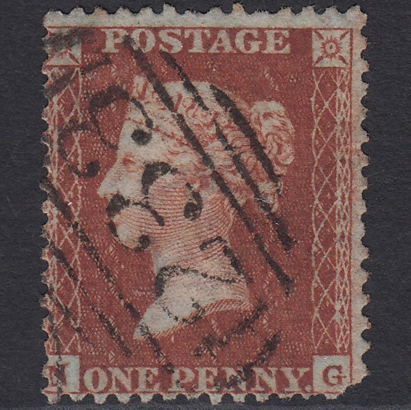 GB QV 1855 1d Red-brown (Plate 7) SG24-C3(1) NG PU Darlington 233
