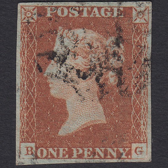 GB QV 1841 1d Red-brown Pl 23 SG8-B1(1) BG GU 4 Margins Maltese Cross