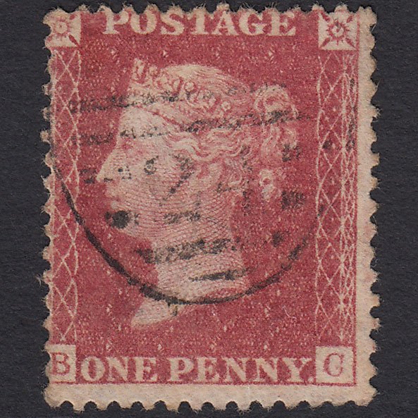 GB QV 1857 1d Rose-red (Plate 62) SG40-C10(1) BC FU London D&S Cancel