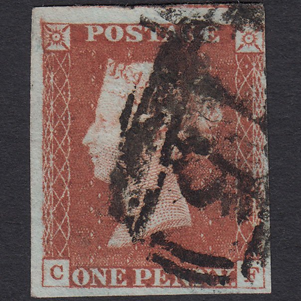 GB QV 1841 1d Red-brown (Plate 60) SG8-B1(1) CF FU 4 Margins Birmingham 75