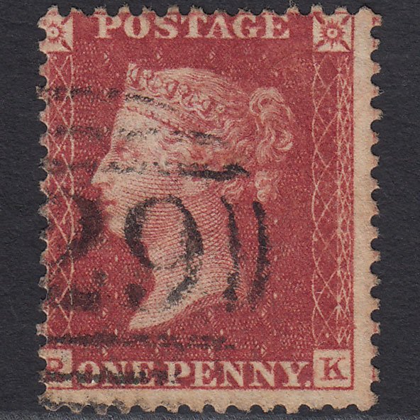 GB QV 1857 1d Rose-red (Plate 52) SG40-C10(1) RK FU Misperf