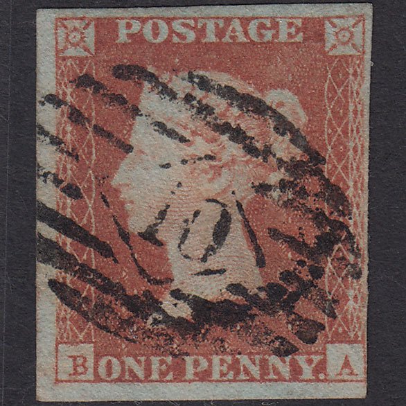 GB QV 1841 1d Red-brown (Plate 94) SG8-B1(1) BA FU 4 Margins London IS 10